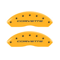 MGP 4 Caliper Covers Engraved Front C5/Corvette Engraved Rear C5/Z06 Yellow finish black ch - 13007SCZ5YL