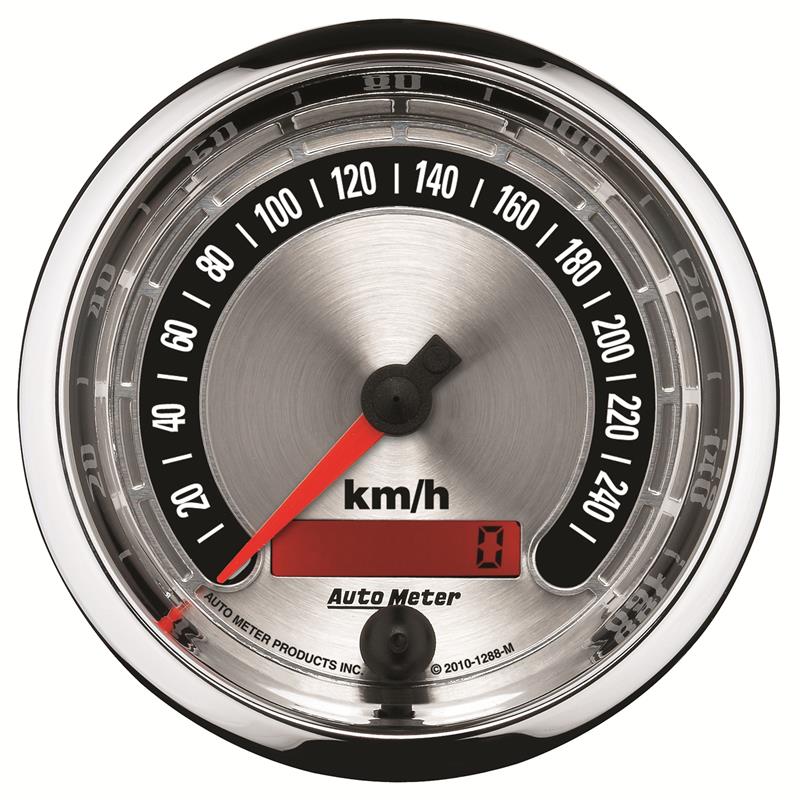 Autometer American Muscle 85.7mm Electric Programmable Metric 260kph Speedometer - 1288-M