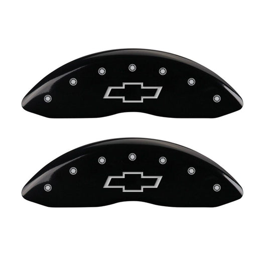 MGP 4 Caliper Covers Engraved Front & Rear Bowtie Black finish silver ch - 14007SBOWBK