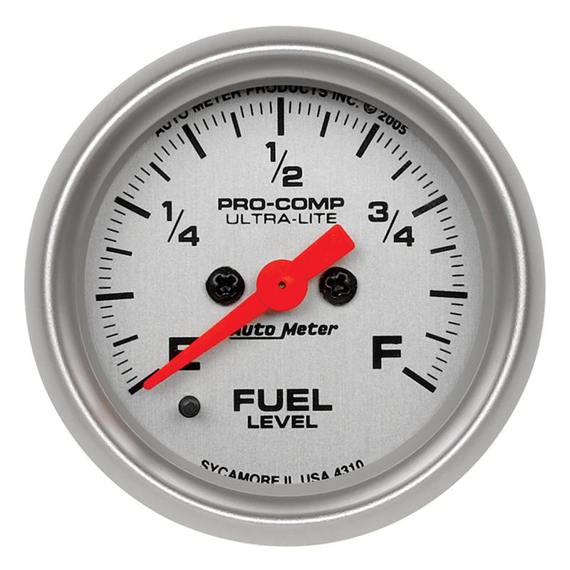 Autometer Ultra-Lite 52mm 0-280 ohm Adj Full Sweep Electronic Fuel Level Programmable Empty-Full  Ga - 4310