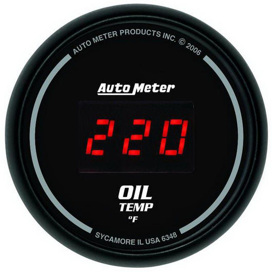 Autometer Black 0-400F Digital Oil Temp Gauge - 6348