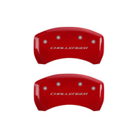 MGP 4 Caliper Covers Engraved Front & Rear Block/Challenger Red finish silver ch - 12005SCLBRD