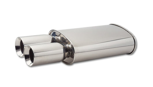 Vibrant StreetPower Turbo Oval Muff w/ Dual 3.5in Round Tips Straight Cut Bev Edge 3in inlet I.D. - 1047