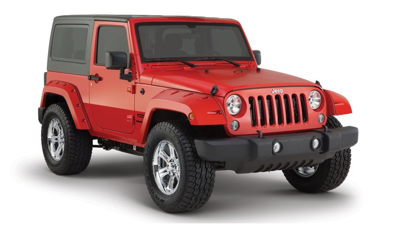 Bushwacker 07-18 Jeep Wrangler Pocket Style Flares 2pc Fits 2-Door Sport Utility Only - Black - 10078-02