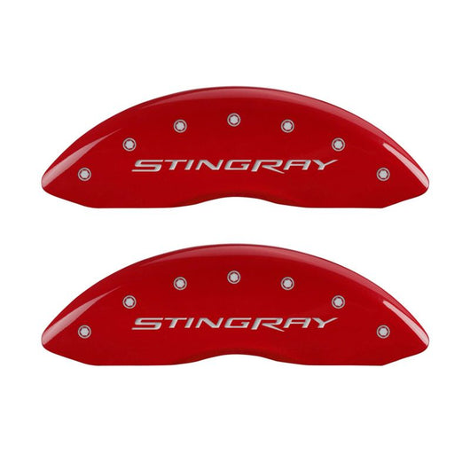 MGP 4 Caliper Covers Engraved Front & Rear Stingray Red finish silver ch - 13009SSTYRD
