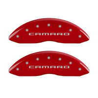 MGP 4 Caliper Covers Engraved Front & Rear Gen 5/Camaro Red finish silver ch - 14036SCA5RD