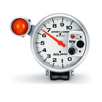 Autometer Sport-Comp 5 inch 10K RPM Shift Light Silver Tach - 3911