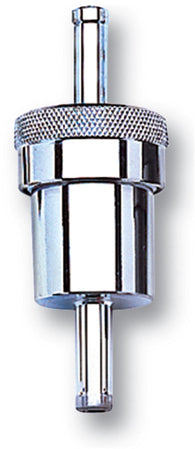 Russell Performance Chrome Street Fuel Filter (3in Length 1-1/8in diameter 5/16in inlet/outlet) - 645060
