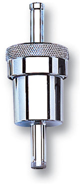 Russell Performance Chrome Street Fuel Filter (3in Length 1-1/8in diameter 5/16in inlet/outlet) - 645060
