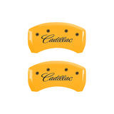MGP 4 Caliper Covers Engraved F & R Cursive/Cadillac Yellow Finish Black Char 2017 Cadillac CT6 - 35026SCADYL