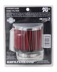 K&N 1.75in Flange ID x 3in OD x 2.5in H Chrome Finish Rubber Base Crankcase Vent Filter - 62-1480