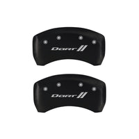 MGP 4 Caliper Covers Engraved Front & Rear With stripes/Dart Red finish silver ch - 12199SDRTRD