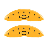 MGP Front set 2 Caliper Covers Engraved Front Bowtie Yellow finish black ch - 14221FBOWYL
