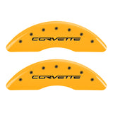 MGP 4 Caliper Covers Engraved Front C6/Corvette Engraved Rear C6/Z06 Yellow finish black ch - 13083SCZ6YL