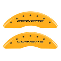 MGP 4 Caliper Covers Engraved Front C6/Corvette Engraved Rear C6/Z06 Yellow finish black ch - 13083SCZ6YL