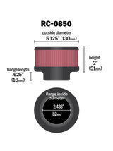 K&N Universal Chrome Filter 2.438in Flange ID x 5.125in OD x 2in H - RC-0850