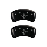 MGP 4 Caliper Covers Engraved Front Mustang Engraved Rear Bar & Pony Black finish silver ch - 10198SMBPBK