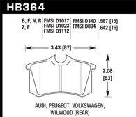 Hawk 97-04 Audi A4/00-03 A6/00-02 S4/00-06 TT / 02-04 VW Golf GTI Rear Blue 9012 Race Brake Pads - HB364E.642