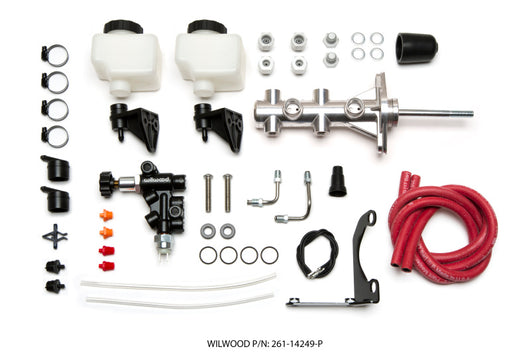 Wilwood Tandem Remote M/C Kit w L/H Brkt & Prop Valve - 7/8in Bore Ball Burnished-W/Pushrod - 261-14249-P