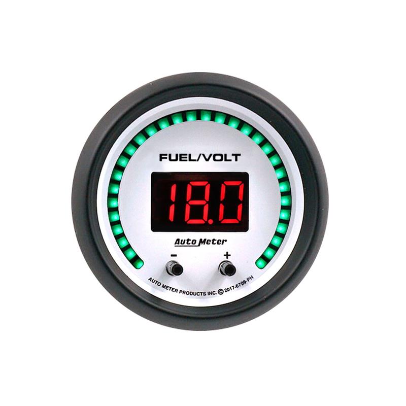 Autometer 52.4mm White Switchable 0-100 Fuel Level/8-18V Voltmeter Phantom Elite Digital Gauge - 6709-PH