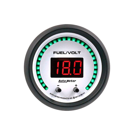 Autometer 52.4mm White Switchable 0-100 Fuel Level/8-18V Voltmeter Phantom Elite Digital Gauge - 6709-PH