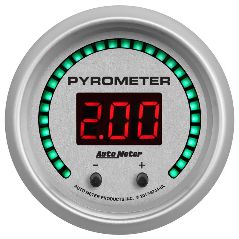 Autometer 52.4mm Silver Two Channel 0-2000 Degree Pyrometer (EGT) Ultra-Lite Elite Digital Gauge - 6744-UL