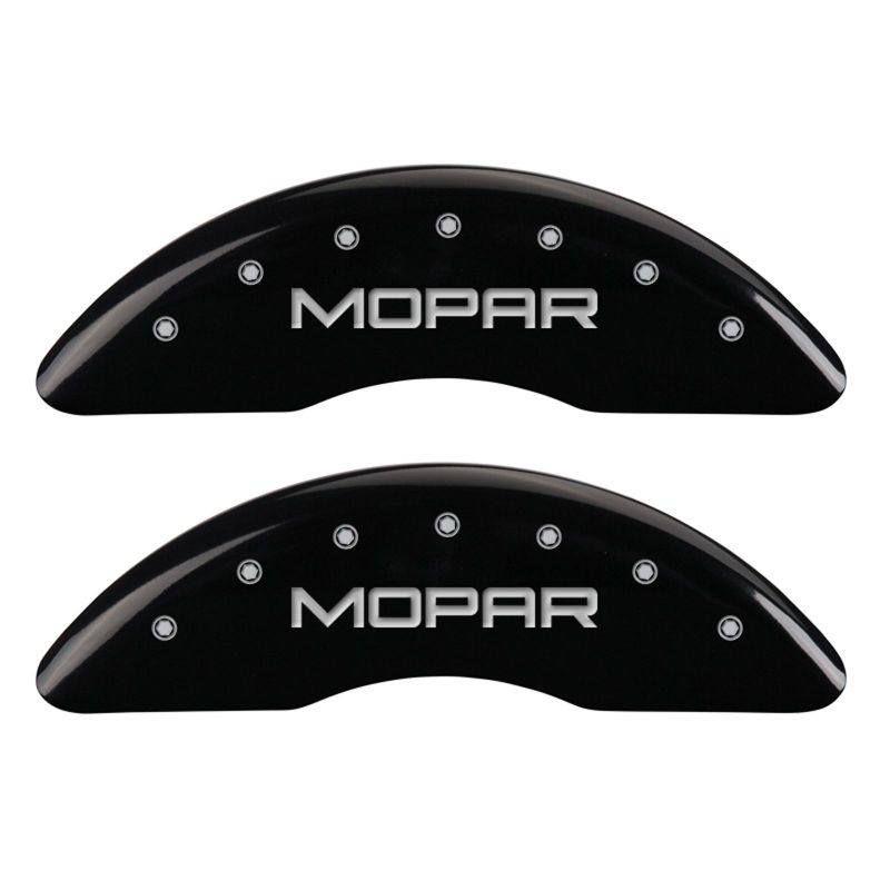 MGP 4 Caliper Covers Engraved Front & Rear MOPAR Black finish silver ch - 32002SMOPBK