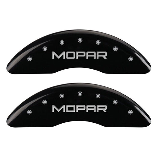 MGP 4 Caliper Covers Engraved Front & Rear MOPAR Black finish silver ch - 32002SMOPBK