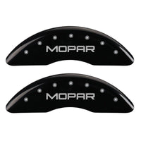 MGP 4 Caliper Covers Engraved Front & Rear MOPAR Black finish silver ch - 55002SMOPBK