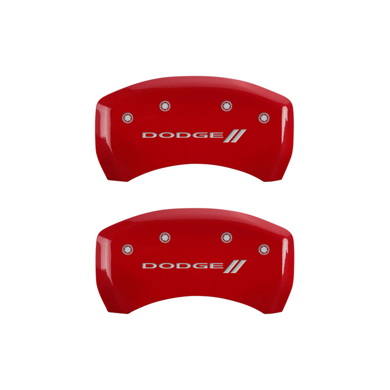 MGP 4 Caliper Covers Engraved Front & Rear With stripes/Dodge Yellow finish black ch - 12162SDD3YL