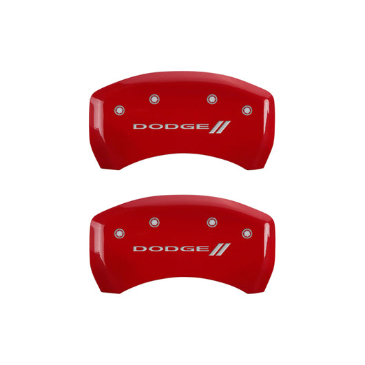 MGP 4 Caliper Covers Engraved Front & Rear With stripes/Dodge Yellow finish black ch - 12162SDD3YL