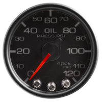 Autometer Spek-Pro Gauge Oil Press 2 1/16in 120psi Stepper Motor W/Peak & Warn Blk/Blk - P32532