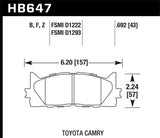Hawk 2013-2014 Lexus ES300h HPS 5.0 Front Brake Pads - HB647B.692