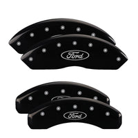MGP 4 Caliper Covers Engraved Front & Rear Oval logo/Ford Black finish silver ch - 10040SFRDBK