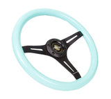 NRG Classic Wood Grain Steering Wheel (350mm) Minty Fresh Color Grip w/Black 3-Spoke Center - ST-015BK-MF