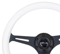 NRG Classic Wood Grain Steering Wheel (350mm) Glow-N-The-Dark Green Grip w/Black 3-Spoke Center - ST-015BK-GL