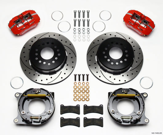 Wilwood Dynapro Low-Profile 11.00in P-Brake Kit Drill-Red 55-57 Chevy 2.34in Offset - 140-11405-DR