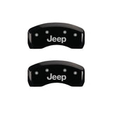 MGP 4 Caliper Covers Engraved Front & Rear JEEP Black finish silver ch - 42003SJEPBK