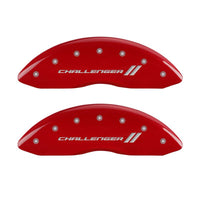 MGP 4 Caliper Covers Engraved Front & Rear With stripes/Challenger Red finish silver ch - 12162SCL1RD