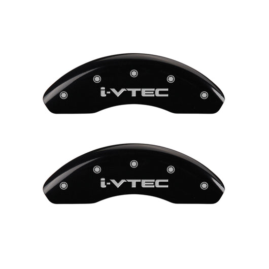 MGP 4 Caliper Covers Engraved Front & Rear i-Vtec Black finish silver ch - 20217SIVTBK