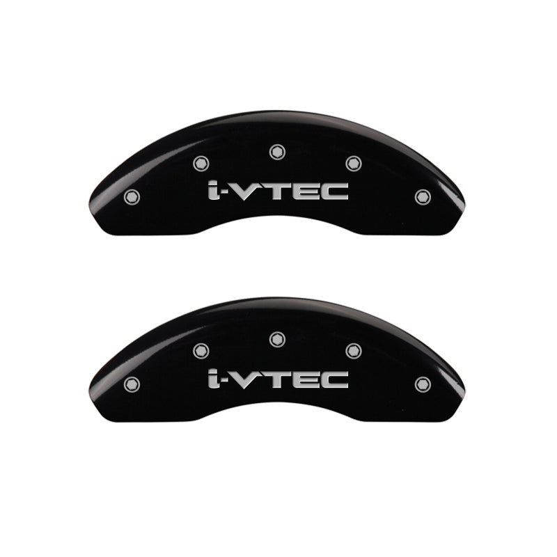 MGP 4 Caliper Covers Engraved Front & Rear i-Vtec Black finish silver ch - 20205SIVTBK