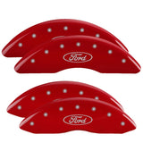 MGP 4 Caliper Covers Engraved Front & Rear Oval logo/Ford Red finish silver ch - 10235SFRDRD