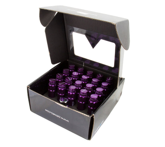 NRG 700 Series M12 X 1.25 Steel Lug Nut w/Dust Cap Cover Set 21 Pc w/Locks & Lock Socket - Purple - LN-LS710PP-21