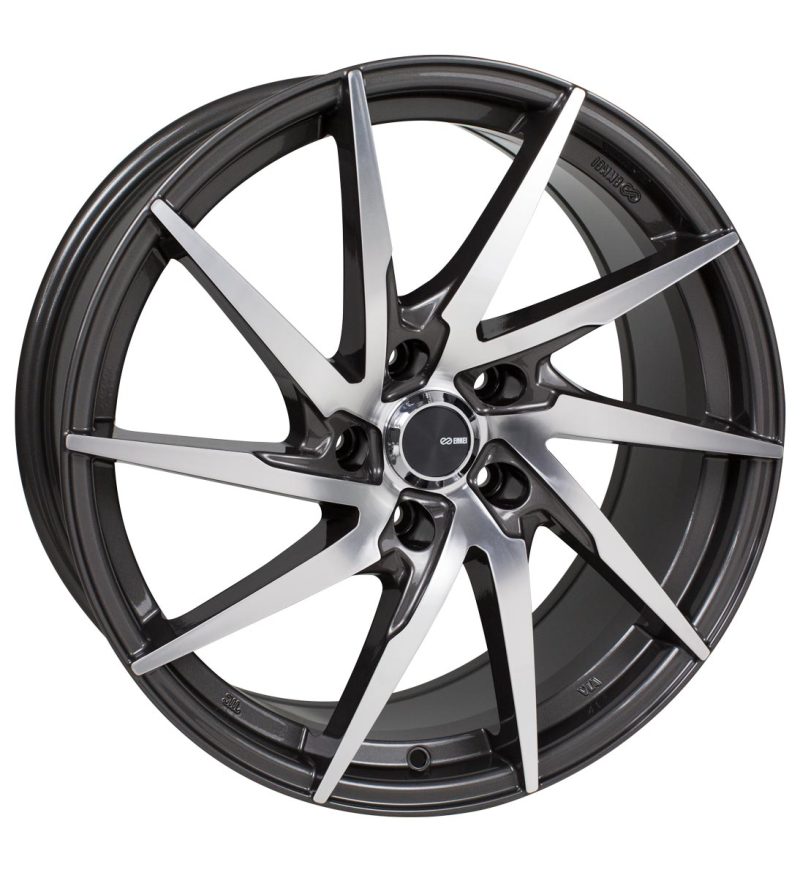 Enkei PW10 18x8 5x108 40mm Offset 72.6mm Bore Gunmetal Wheel w/ Machined Spokes Wheel - 500-880-3140GMM