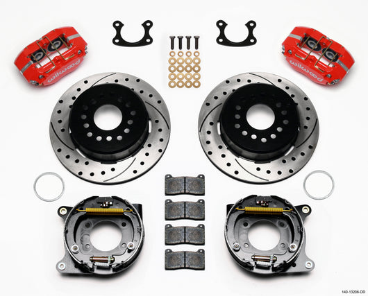 Wilwood Dynapro Dust-Boot P/S Park Brake Kit Drilled Red Small Ford 2.50in Offset - 140-13206-DR