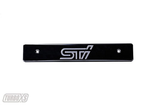 Turbo XS 08-14 Subaru WRX/STi Billet Aluminum License Plate Delete Black Machined STi Logo - txs-WS08-LPD-BLK-STI