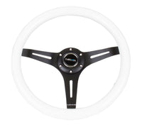 NRG Classic Wood Grain Steering Wheel (350mm) White Paint Grip w/Black 3-Spoke Center - ST-015BK-WT