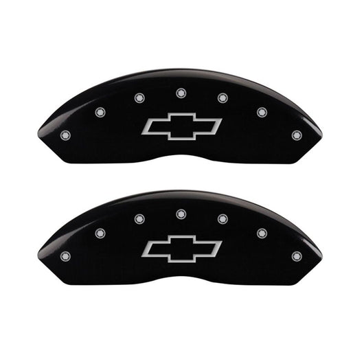 MGP Front set 2 Caliper Covers Engraved Front Bowtie Black finish silver ch - 14003FBOWBK