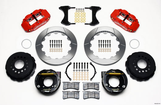 Wilwood Narrow Superlite 4R Rear P-Brk Kit 12.88in Red Chevy 12 Bolt w/ C-Clips - 140-9213-R