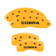 MGP 4 Caliper Covers Engraved Front & Rear Cobra Yellow Finish Black Char 2003 Ford Mustang - 10017SCOBYL